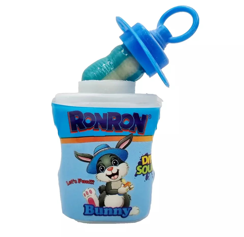 Pack of 12 Halal Ron Ron Bunny Sour Dip Sherbet & Dummy style Lollipop