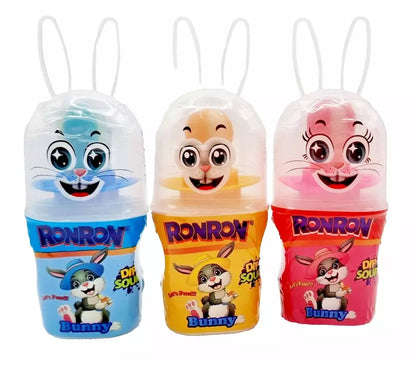 Pack of 12 Halal Ron Ron Bunny Sour Dip Sherbet & Dummy style Lollipop