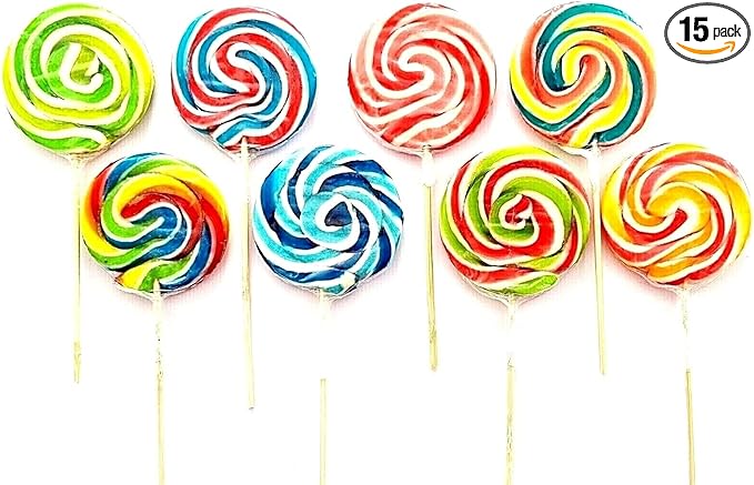 PACK OF 15 HALAL LOLLIPOPS  RON RON RAINBOW LOLLIES  VEGAN