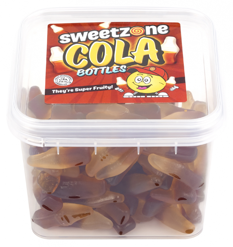 PACK OF 24 HALAL SWEETZONE COLA BOTTLES MINI TUBS