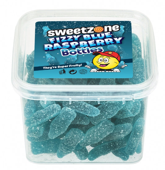 PACK OF 24 HALAL SWEETZONE FIZZY BLUE RASPBERRY BOTTLES MINI TUBS