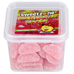 PACK OF 24 HALAL SWEETZONE WATERMELON DROPS MINI TUBS