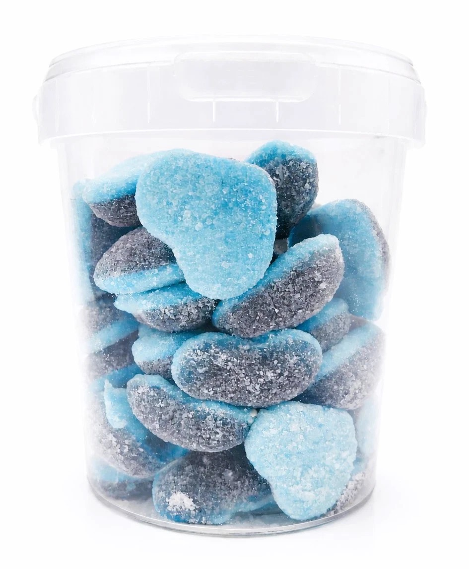 Valentines Day Fizzy Sour Blue Hearts - Halal Jelly Gummy Sweets 500g - Gift