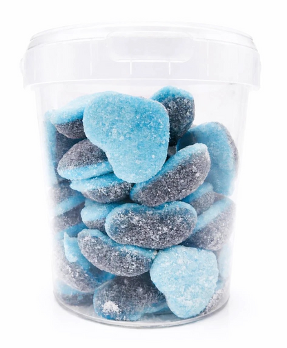 Valentines Day Fizzy Sour Blue Hearts - Halal Jelly Gummy Sweets 500g - Gift
