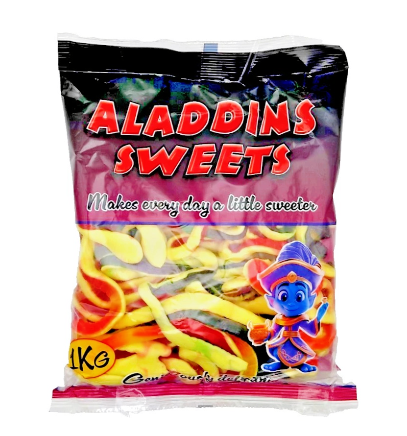 1kg Jelly Yellow Bellied Anaconda Snakes - Halal Jellies - Aladdins Sweets Bags