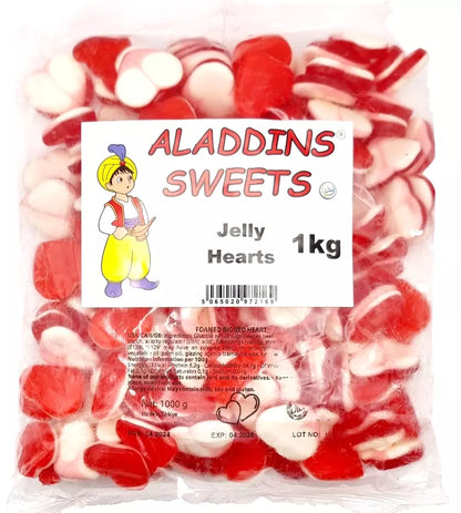 1kg Bag Jelly & Foam Hearts Halal Aladdins Sweets