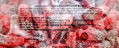 1kg Halal Fizzy Sour Cherry Cola Bottles Jelly Aladdin Sweets