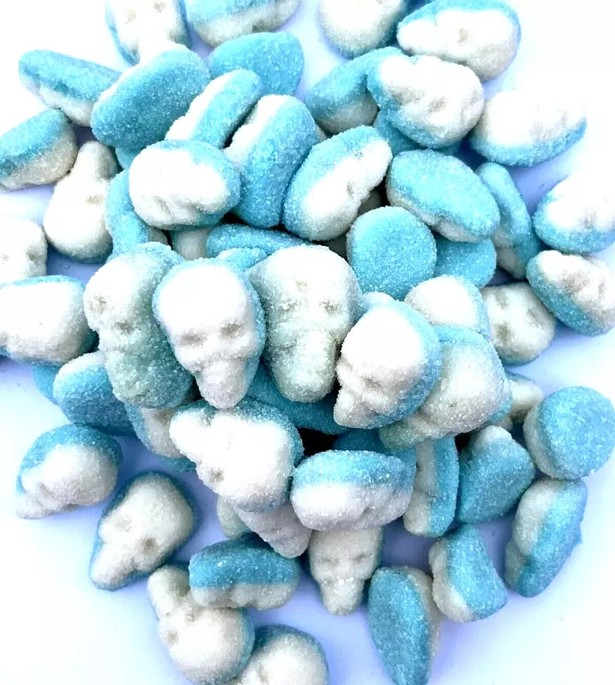 1kg Halal Fizzy Sour Jelly Blue Skulls Aladdins Sweets