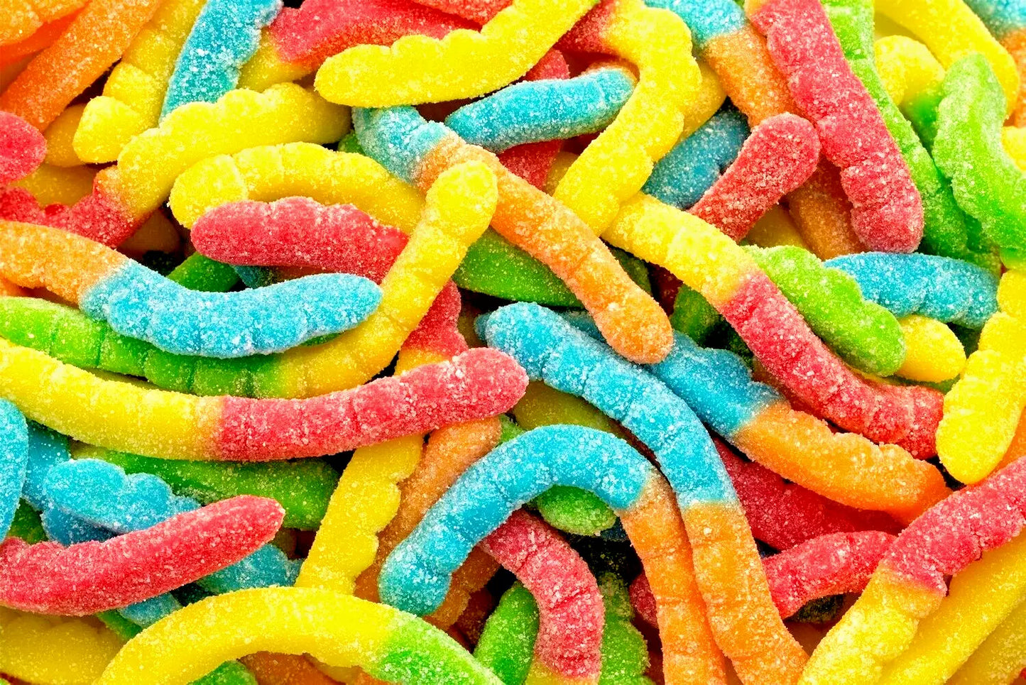 1kg Fizzy Sour Neon Jelly Worms - Halal - Aladdins Sweets