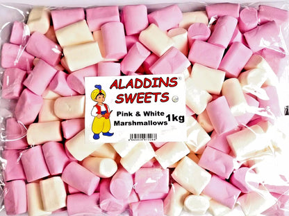 1kg Pink & White Large Marshmallows - Halal - Aladdins Sweets