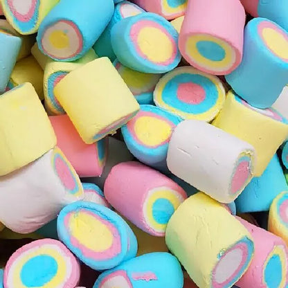 1kg Rainbow Circle Large Marshmallows - Halal - Aladdins Sweets