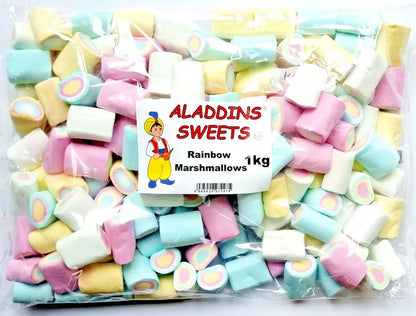 1kg Rainbow Circle Large Marshmallows - Halal - Aladdins Sweets