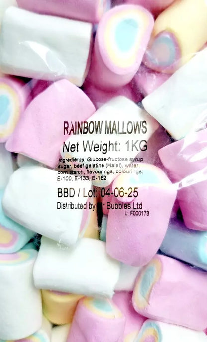 1kg Rainbow Circle Large Marshmallows - Halal - Aladdins Sweets