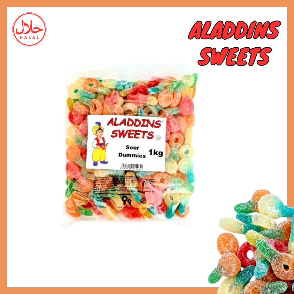 1kg Halal Fizzy Sour Jelly Mixed Dummies Aladdins Sweets