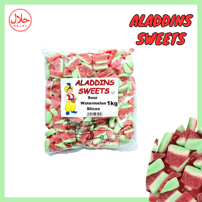1kg Fizzy Sour Jelly Watermelon Slices Halal Aladdin Sweets