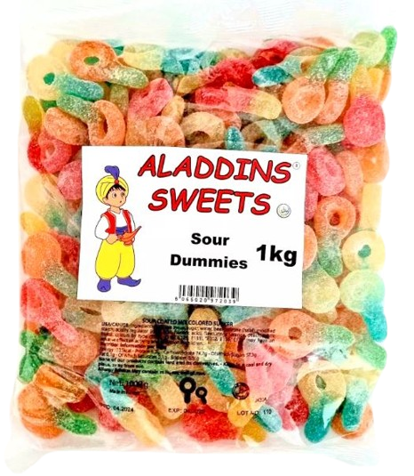 1kg Halal Fizzy Sour Jelly Mixed Dummies Aladdins Sweets