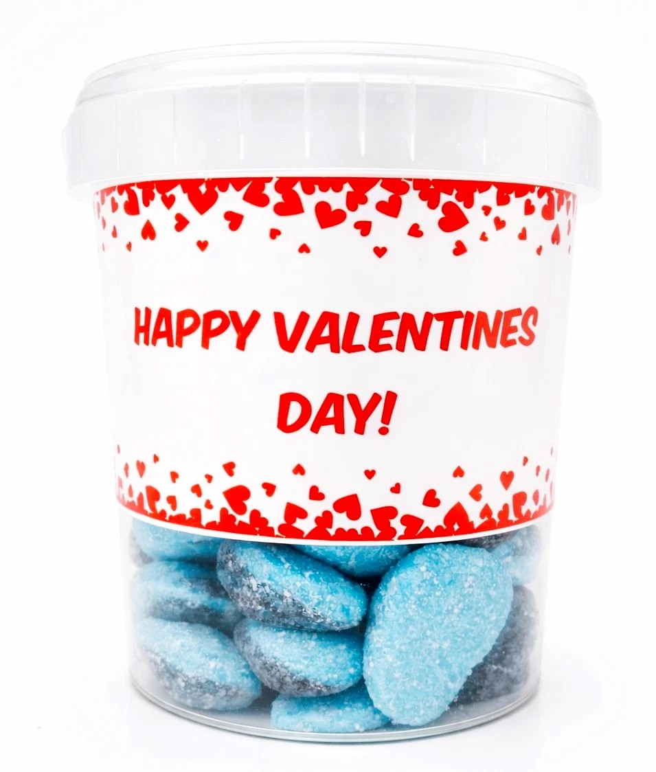Valentines Day Fizzy Sour Blue Hearts - Halal Jelly Gummy Sweets 500g - Gift