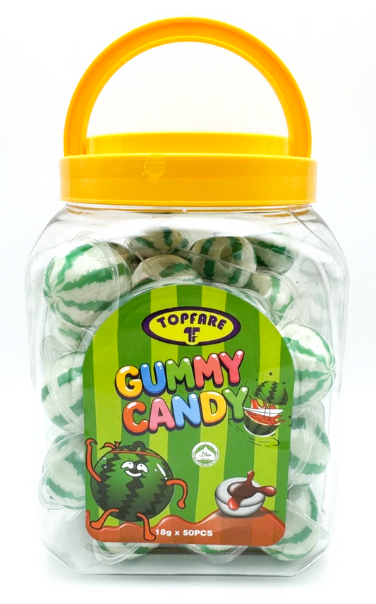 Watermelon Gummy Juicy Filled Sweets 50 x 18g Jar Halal Kids Party Bags Fillers