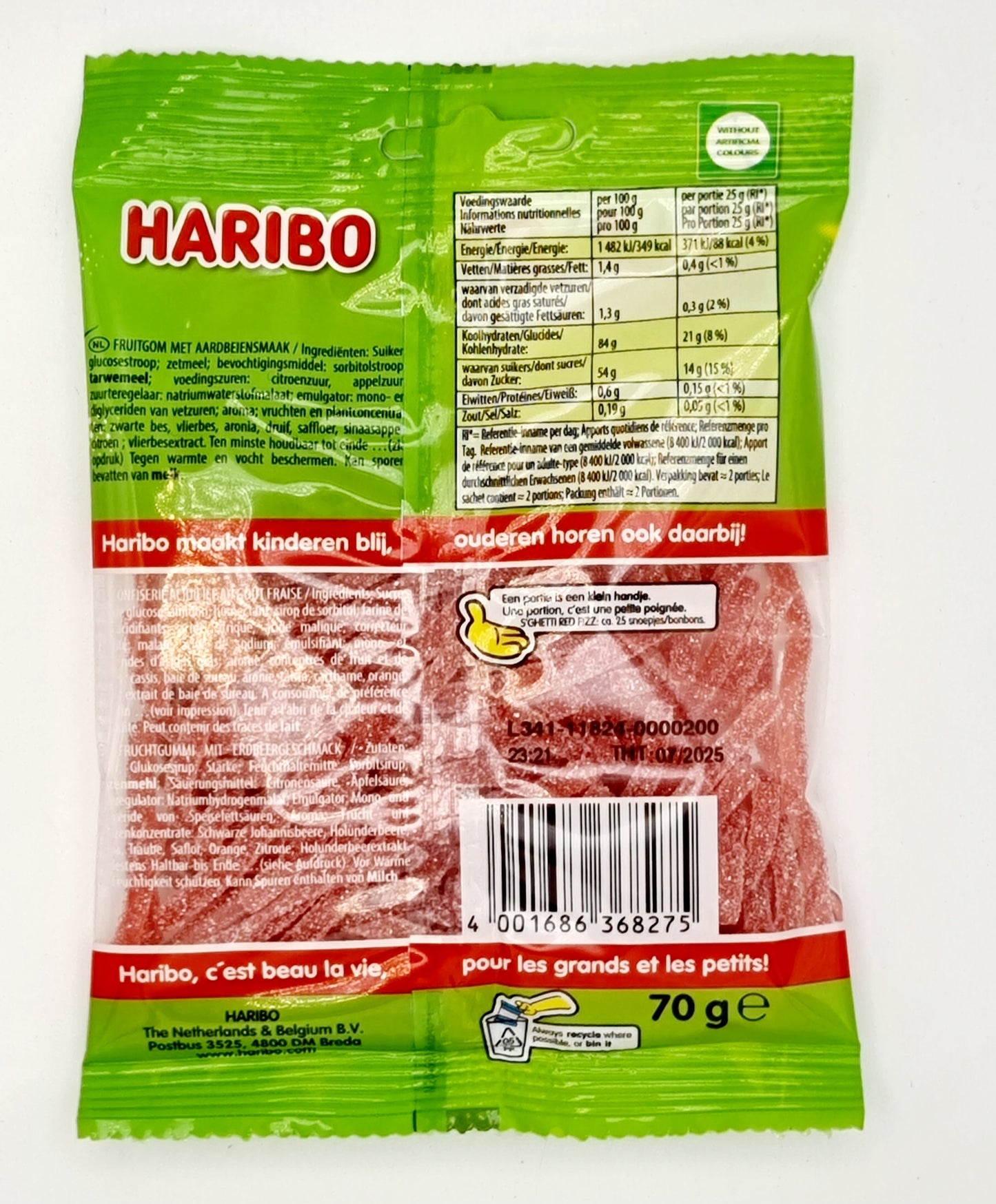 Haribo Spaghetti Red Sweet Gummy Jellies 70g bags Vegetarian (Halal suitable) Kids Party Bags