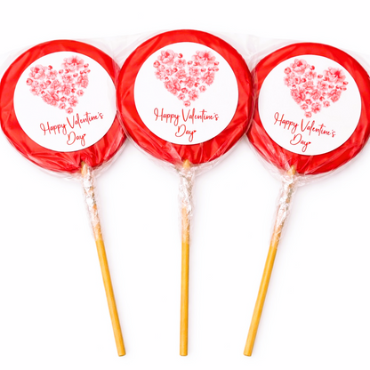 Valentine's Day 30g Large Red Round Lollipop Sweet Candy Love Heart Gift - Vegan Hala