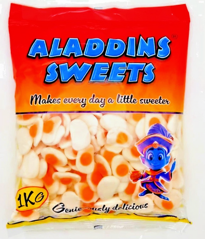 1kg Fried Eggs Jelly & Foam Halal Jellies Aladdins Sweets Bag