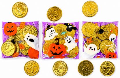 Halloween Pre-Filled Sweets - Large Milk Chocolate Coins 55g Bags - Spooky Trick or Treat - Party Bag Gifts