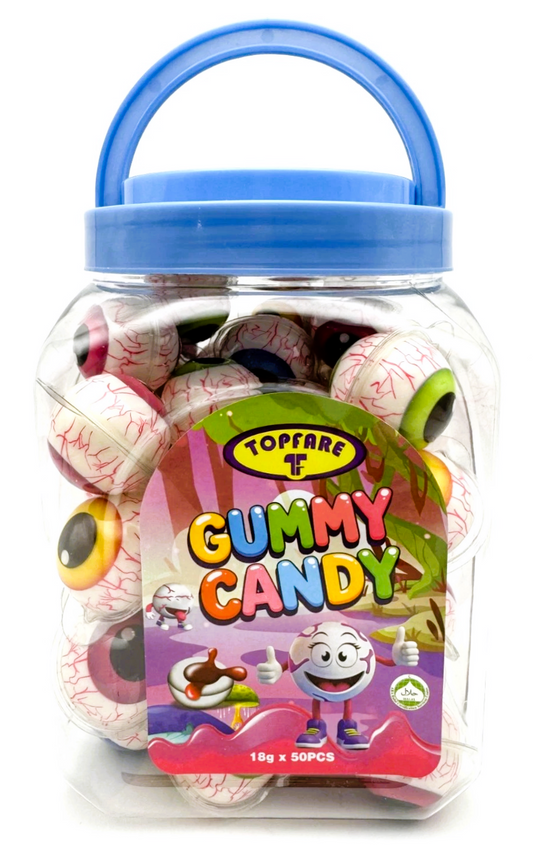 Eye Ball Gummy Juicy Strawberry Filled Sweets 50 x 18g Jar Halal Kids Party Bags Fillers