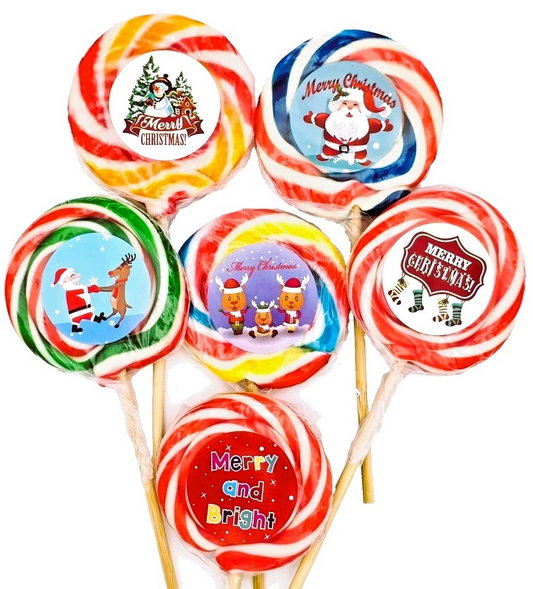 Christmas Large Fruity Lollipops - Party Bags & Gifts Sweets - Halal - Vegan Lollies - Snacks Candy