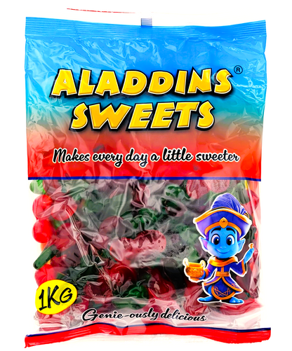 1kg Twin Cherries Halal Jellies Aladdins Sweets Jelly Bag
