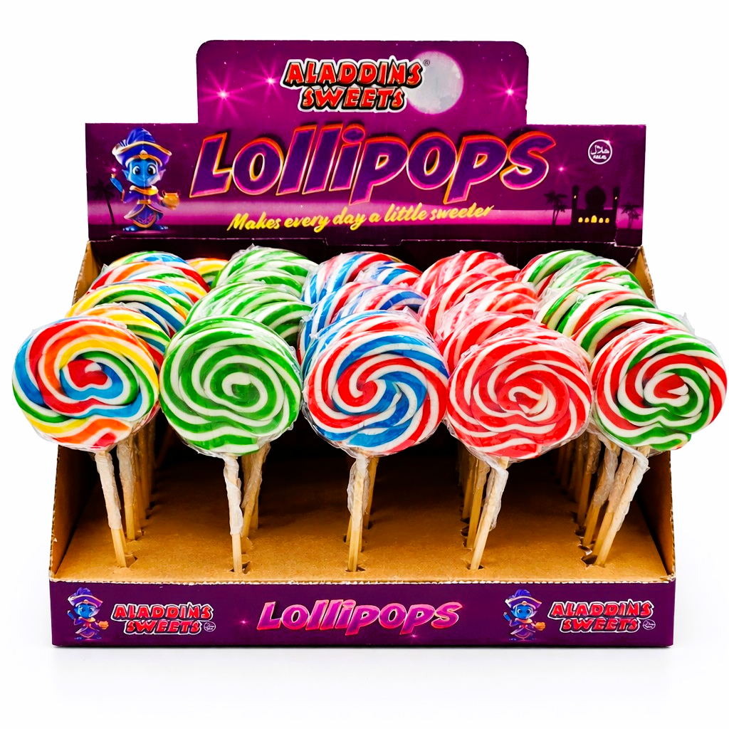 Pack of 50 Halal RonRon Lollipops Rainbow Swirly Lollies