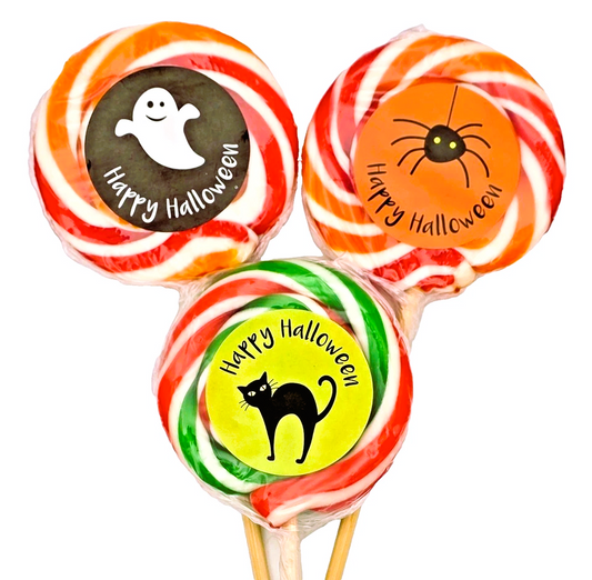 Halloween Lollipops Large Fruity Trick or Treat Lollies - Halal Vegan Vegetarian Candy Sweets
