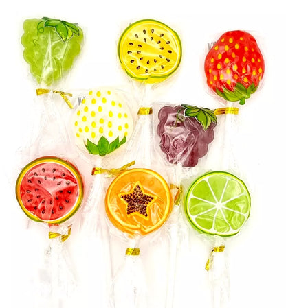 Pack of 30 Halal Fruit Lollipops - Mixed Fruit Shaped