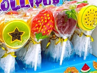 Pack of 30 Halal Fruit Lollipops - Mixed Fruit Shaped