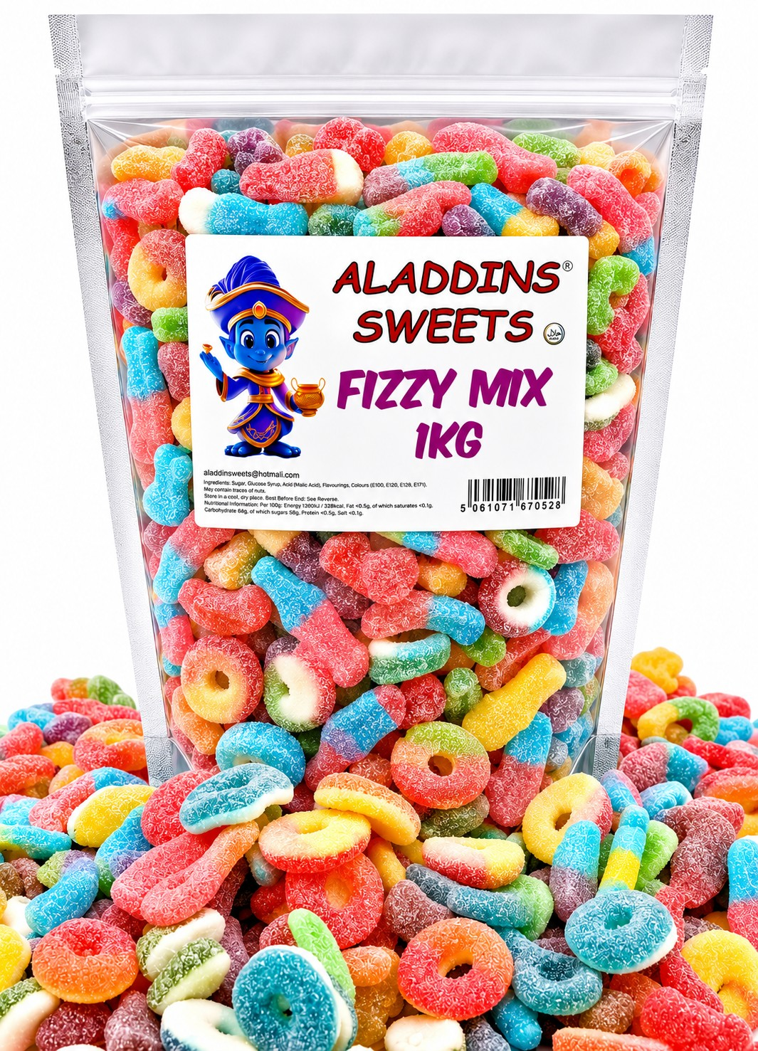 1kg Fizzy Sour Pick n Mix Halal Jelly Aladdins Sweets Assorted Jellies