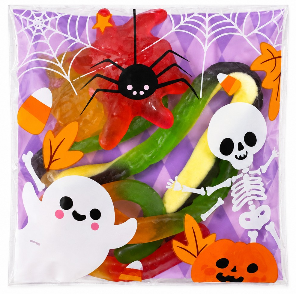 Halloween Pre-Filled Sweets Jelly 50g Bags - Spooky Trick or Treat - Halal Party Bag Gifts