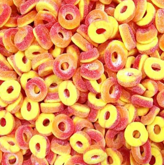 1kg Sour Peach Rings Aladdins Sweets Halal Jelly Bulk Buy party