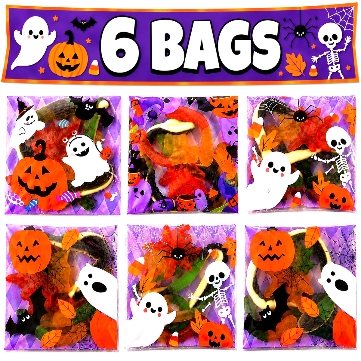 Halloween Pre-Filled Sweets Jelly 50g Bags - Spooky Trick or Treat - Halal Party Bag Gifts