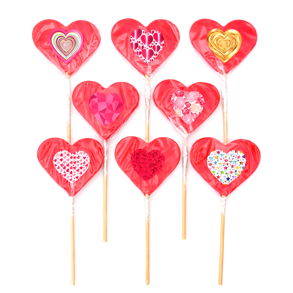 Valentine's Day 30g Red Heart Lollipop Sweet Candy Love Heart Gift - Vegan Halal