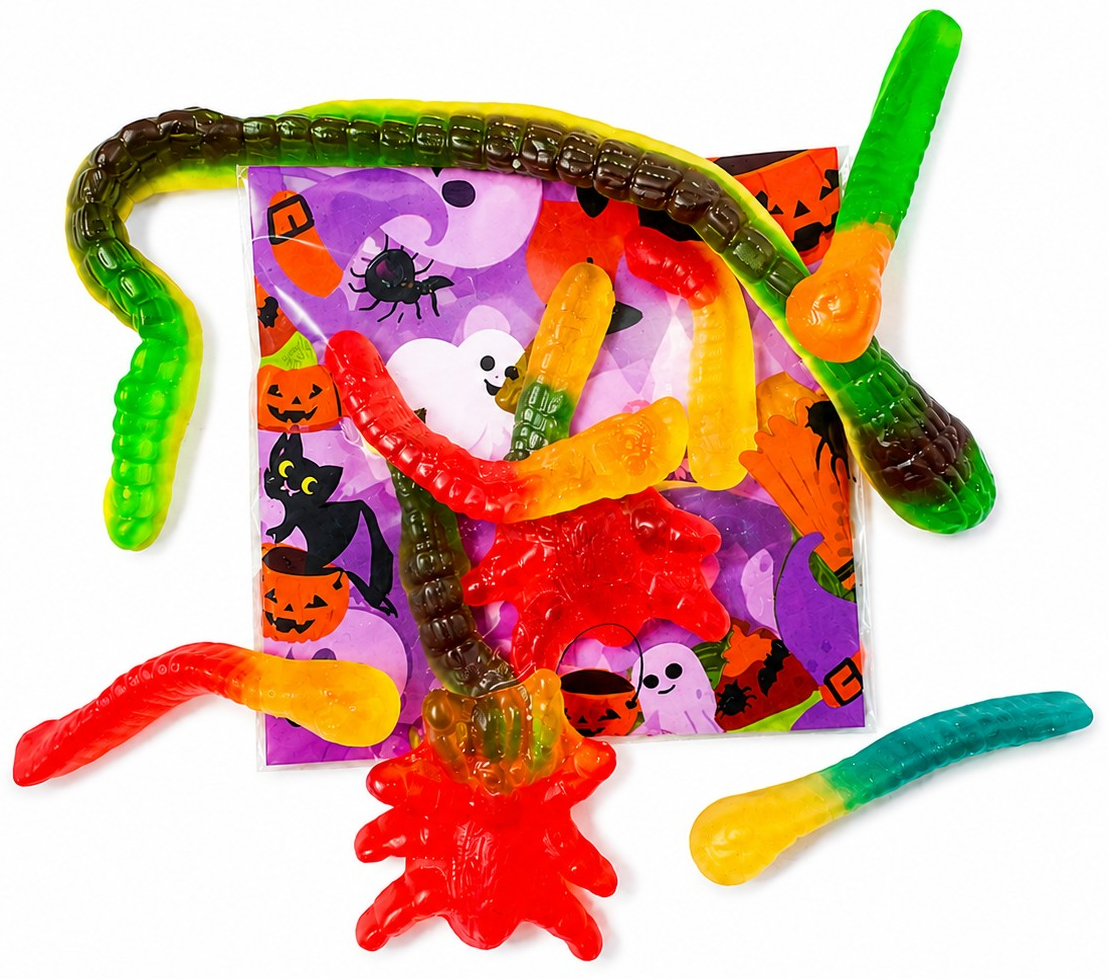 Halloween Pre-Filled Sweets Jelly 50g Bags - Spooky Trick or Treat - Halal Party Bag Gifts