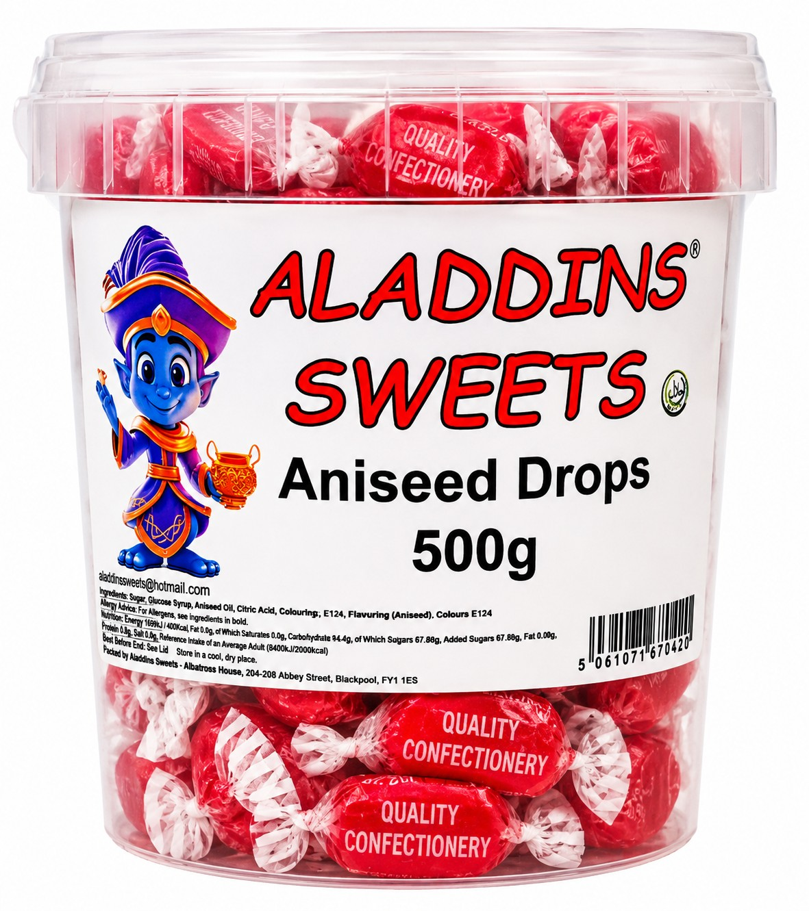 Aniseed Drop Boiled Sweets - Pick N Mix 1kg 3kg 500g Tub Candy - Aladdins Sweets Bulk Buy