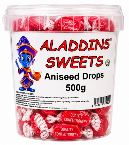 Aniseed Drop Boiled Sweets - Pick N Mix 1kg 3kg 500g Tub Candy - Aladdins Sweets Bulk Buy