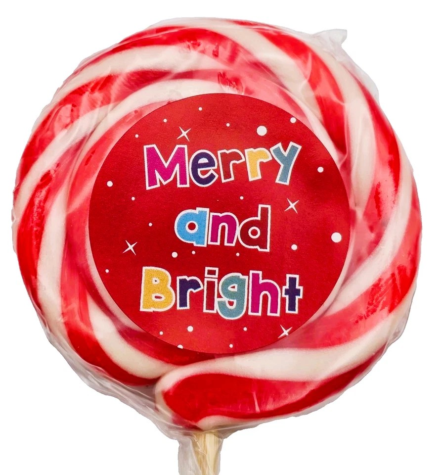 Christmas Large Fruity Lollipops - Party Bags & Gifts Sweets - Halal - Vegan Lollies - Snacks Candy