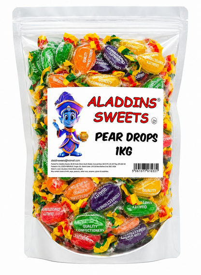 Pear Drops Hard Boiled Sweets Pick N Mix - 500g, 1kg & 3kg Retro Bulk Candy - Aladdins Sweets