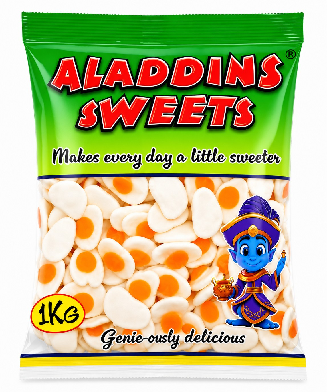 1kg Fried Eggs Jelly & Foam Halal Jellies Aladdins Sweets Bag