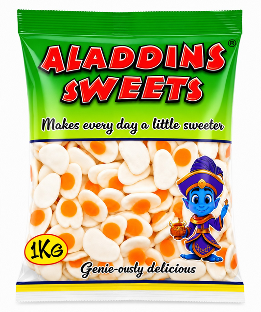 1kg Fried Eggs Jelly & Foam Halal Jellies Aladdins Sweets Bag