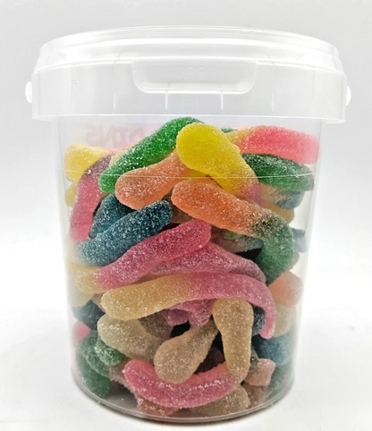 500g Sour Big Worms Jellies, Halal Aladdins Sweets Jelly Tub