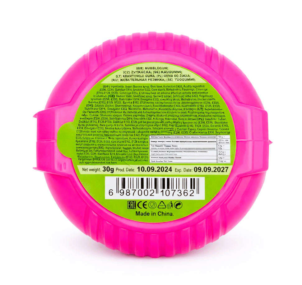 12 x 30g Bubble Gum Roll with Tattoo - Crazy 2 in 1 - Apple & Strawberry Party Bags
