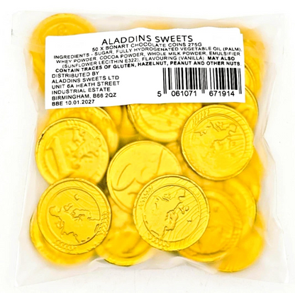 50 x Milk Chocolate Gold Money Coins - Treasure Chest - Weddings - Kids Party Bags - Eid Snacks