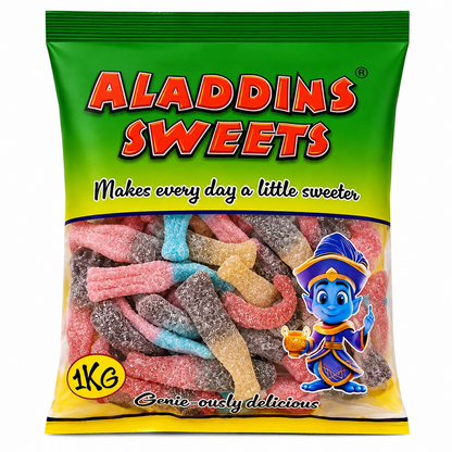 Fizzy Large Mixed Bottles Jellies - Halal - 500g / 1kg - Aladdins Sweets - Bulk Buy Fizzy Jelly - Gifts
