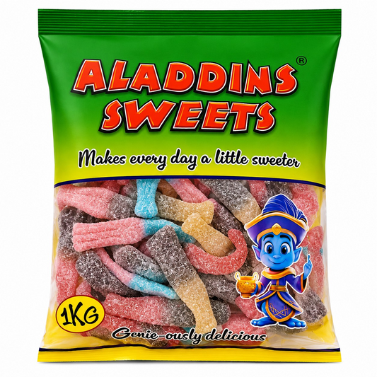 Fizzy Large Mixed Bottles Jellies - Halal - 500g / 1kg - Aladdins Sweets - Bulk Buy Fizzy Jelly - Gifts